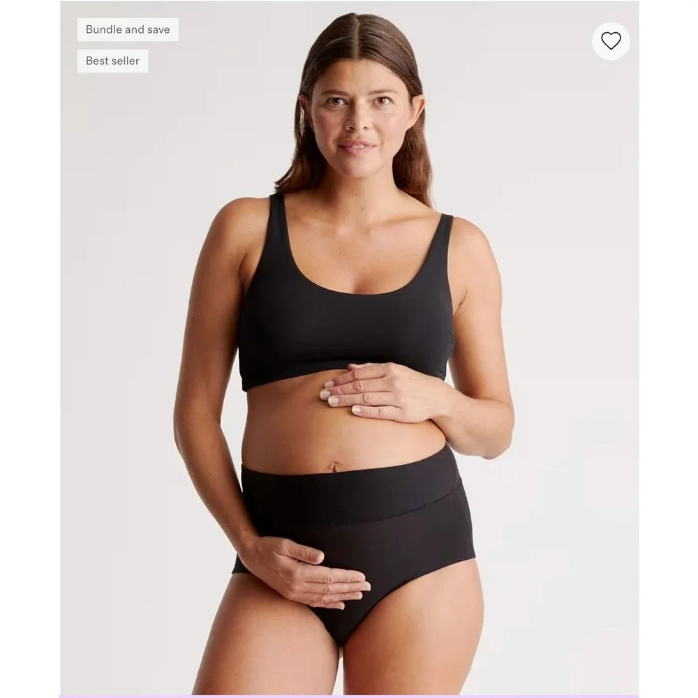 Quince Micromodal Maternity & Postpartum Bra 2-pack S Black Bralette Wide Straps